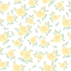 seamless flowers pattern. Delicate petals and vibrant blossoms create an artistic and vintage botanical illustration. Perfect for wallpaper, fabric, wrapping paper and more.