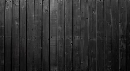 Foto op Canvas Black wood plank widescreen texture. Bamboo slat dark large wallpaper. Abstract wooden panoramic background. © Svetlana