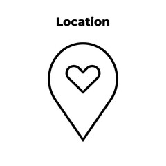 Location mark place icon vector illustration. Favorite place pin. Landmark concept. Pin sign. Caring delivery to address symbol. Thin line isolated pictogram for logo, web, ui, ux. Vector EPS 10