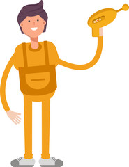 Service Man Character Holding Space Gun
