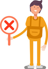 Service Man Character Showing Wrong Mark

