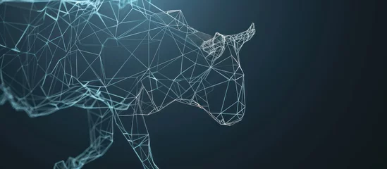Gordijnen digital buffalo with technology diagram on dark background © zaen_studio