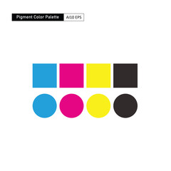 Pigment color palette CMYK . Primary colors for printed products 