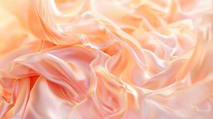 A high-resolution image showcasing the luxurious texture of glossy, wrinkled silk fabric with a delicate peach fuzz hue, perfect for backgrounds or design elements. - obrazy, fototapety, plakaty