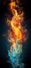 fire water earth wind become one shaped wallpaper design abstract organic colorful background, ai generative
