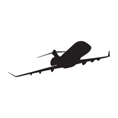 plane silhouette vector isolated black on white background
