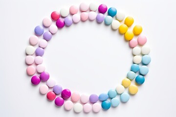 Obraz premium Assorted pharmaceutical pills arranged in an intriguing composition on a clean white background