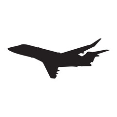 plane silhouette vector isolated black on white background