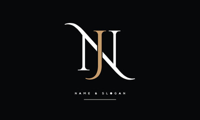 NJ, JN, N, J, Abstract Letters Logo Monogram