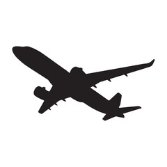 plane silhouette vector isolated black on white background