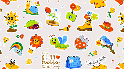 A springtime vector showcasing the spirit of spring days, lovely emojis, and floral accessories 