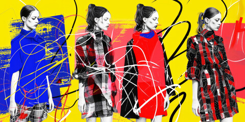 Surreal fashion collage. Combination photo and digital art.