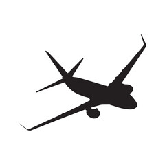 plane silhouette vector isolated black on white background