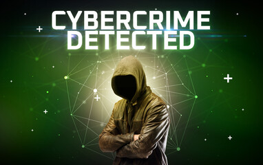 Mysterious hacker, online attack concept