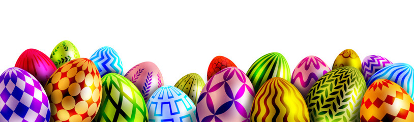 Easter eggs border. Easter banner with colorful Easter eggs - 756552969