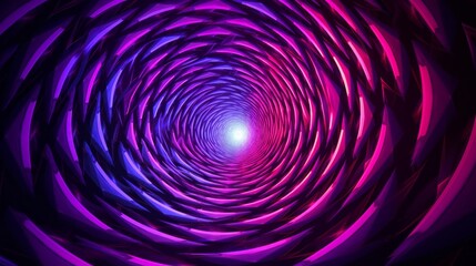 Abstract round background with the illusion of spirals, Tunnel, pink, purple and blue neon lines on...