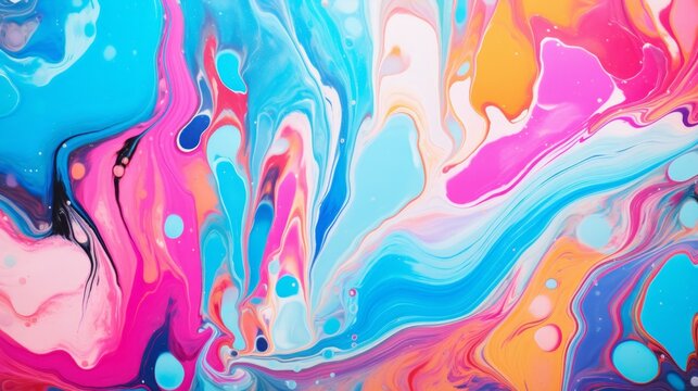 Colorful Abstract texture, background with liquid acrylic bright colors