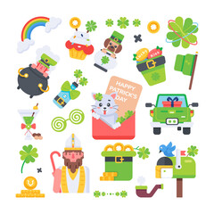 Obraz premium This flat vector designed with different lucky elements of st patrick day and irish culture 