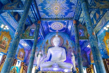 Obraz premium Blue Temple or Wat Rong Sua Ten is one of the landmark of Chiang Rai Province