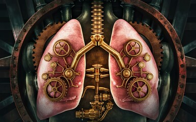 A steampunk-inspired depiction of the respiratory system