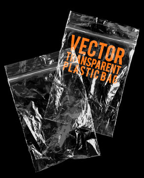 A clear transparent vector set of grip seal plastic bags. Vector illustration.