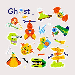 This flat ghost vector depicting various halloween party items and other spooky stuff 