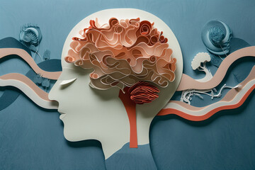 human brain illustration ,paper art, cutout (6)