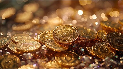 Gold Coin Hoard Luxurious Wealth Money Finance Markets Stocks Financial Treasure Trove