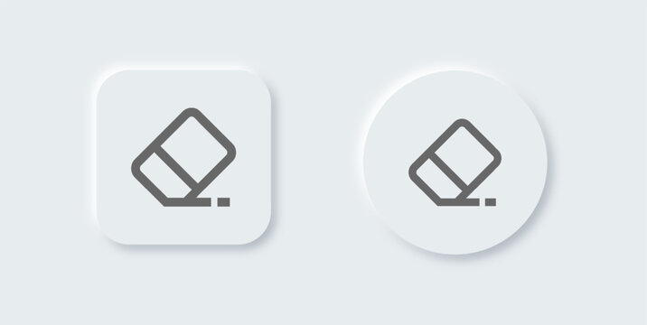 Eraser line icon in neomorphic design style. Wipe out signs vector illustration.