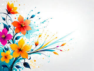 Abstract floral background in bright summer colors, decorative backdrop with copy space