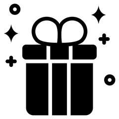 gift box present happy party birthday solid glyph