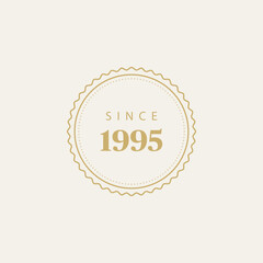 Vintage badge. Emblem logo. Vector template badge. Emblem and badge vintage, decoration logotype parts illustration. Since, established. 1995