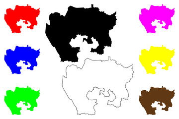 Itaquaquecetuba city (Federative Republic of Brazil, Sao Paulo state) map vector illustration, scribble sketch Itaquá map