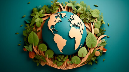Illustration of globe with leaves