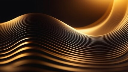 
Abstract waves of golden color on a brown background