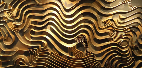 Rich, glossy epoxy layers creating an intricate labyrinthine pattern on the wall