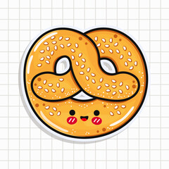 Cute funny French pretzel. Vector hand drawn cartoon kawaii character illustration icon. Isolated on background. French pretzel character concept