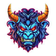 Orc Warlord Mascot Isolated on Transparent Background. Monster Warrior Chieftain Emblem. Scary Monster Illustration for T-shirt Design