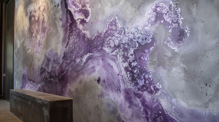 Subtle lavender-gray epoxy wall evoking a sense of modern sophistication