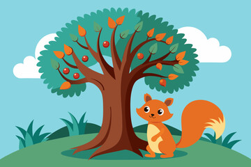 squirrel on a tree vector illustration 