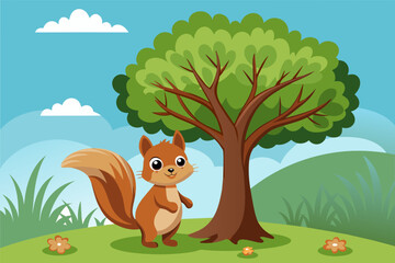 Obraz na płótnie Canvas squirrel on a tree vector illustration 
