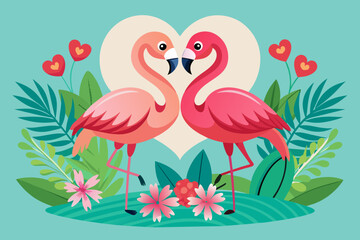 Flamingo love vector illustration 