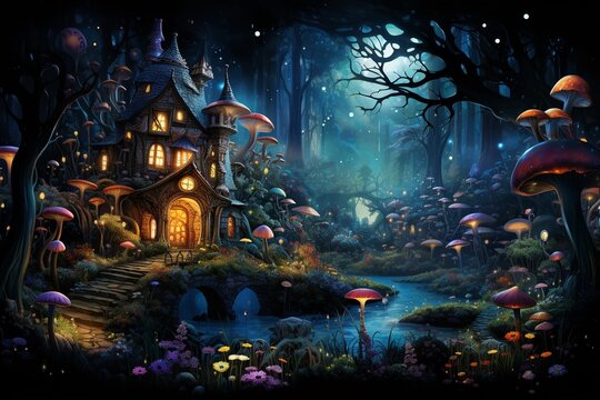 A fairy tale setting illuminated by a colorful palette of bright hues