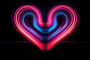 Colorful Heart Shaped Neon Light in the Dark