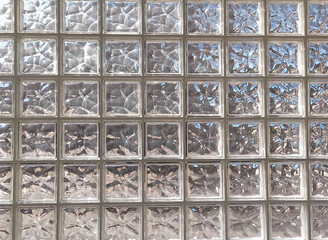 glass brick interior background with midday light outside