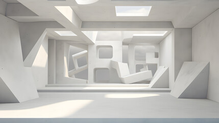 Abstract white interior multilevel Of A Modern Building 
