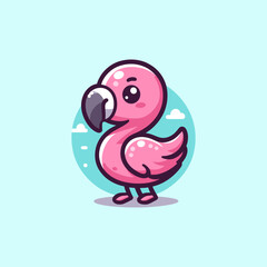 Flamingo Cute Mascot Logo Illustration Chibi Kawaii is awesome logo, mascot or illustration for your product, company or bussiness