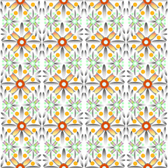 Seamless vector pattern with floral ornament, delicate orange-yellow and green colors with a gradient. Suitable for interior, print, wallpaper, fabric, clothing, stationery.