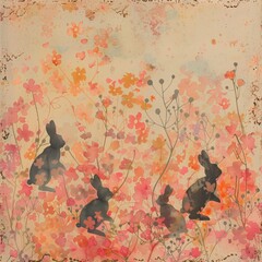 Designed an abstract bacground featuring delicate bunny silhouettes amidst a field of blossoms for easter.