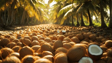 Coconut plantation on the island - obrazy, fototapety, plakaty
